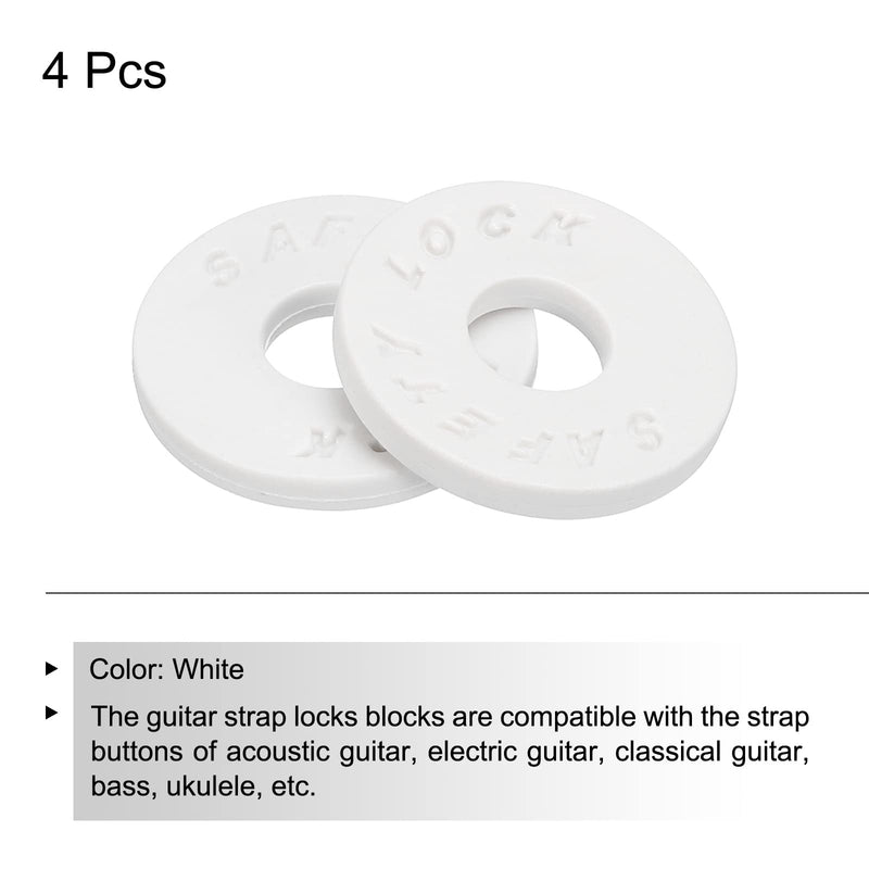 MECCANIXITY Strap Blocks Silicone Rubber Strap Block White, for Guitar Strap Button, Pack of 4