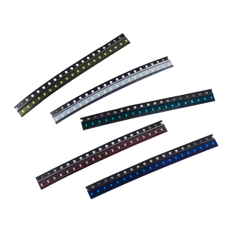 2pcs 0603 5 Colours 200-Piece SMD LED Diode Set, 0603 Lights, Various Diodes, SMD LED Diode Set, Green, Red, White, Blue, Yellow, Lighting Bulb, 40 Bulbs Each, 0603 LED Set