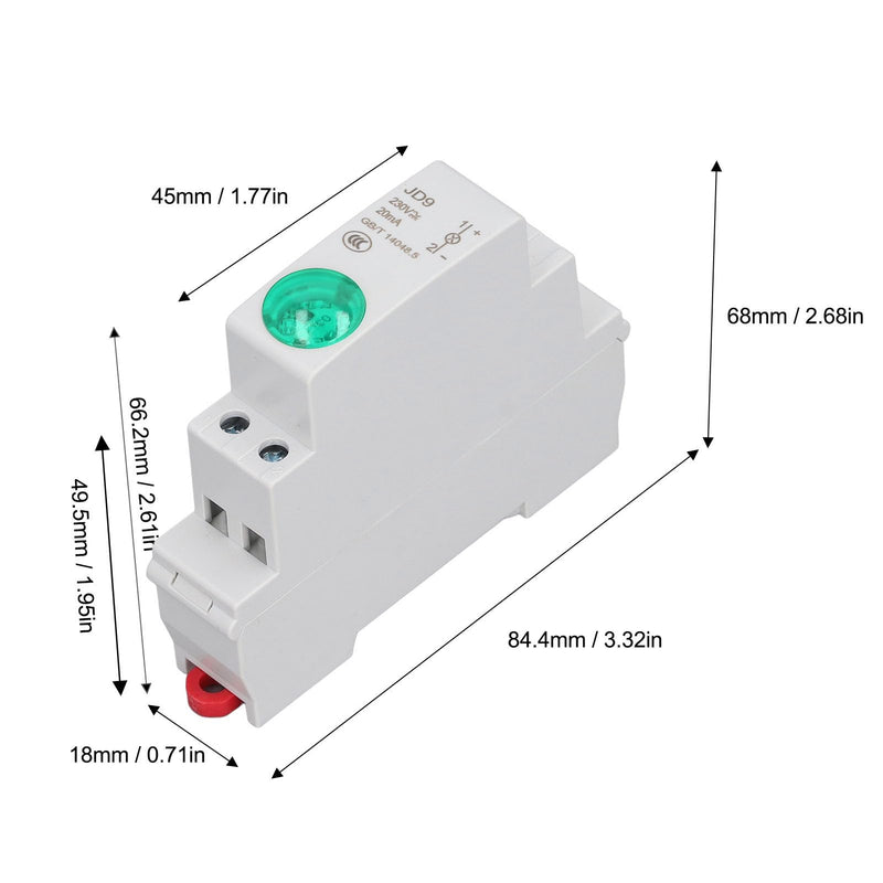 Industrial Indicator Light, DIN Rail Mount, LED Indicator Light, Circuit Signal Indicator for Distribution Box, CNC Lathes, Workshops, AC DC 230V (GREEN) Green