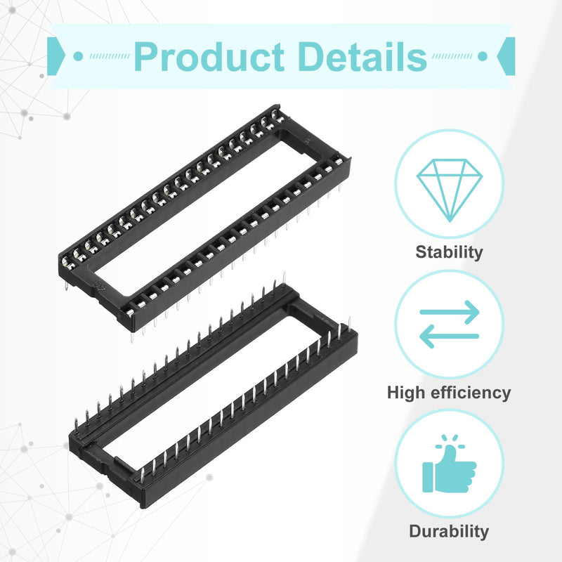 QUARKZMAN DIP IC Chip Socket Adapter 40 Pin IC Assortment Kit 2.54 mm / 0.1 Inch Pitch for Breadboard Project, PCB Board Design Pack of 10