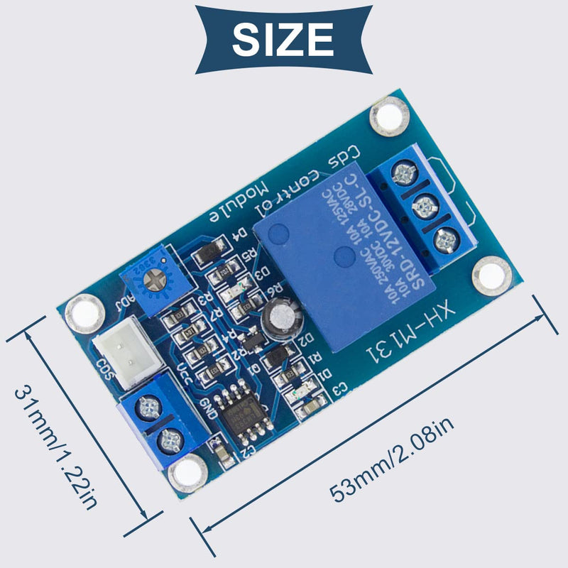 [AUSTRALIA] - DAOKAI XH-M131 Photoresistor Relay Module 12V DC Photoresistor Relay Module Light Control Switch Detection Sensor Automatic Light Control Switch with 24 AWG Wire (5 Pieces) 