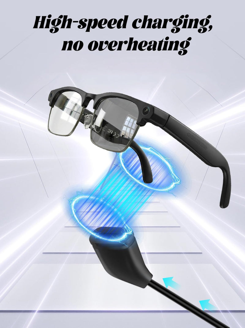 for EGQINR AI Smart Glasses with Camera Charging Cable, 3-Layer Safe Charging Protection, Ultra-Soft Flexible Cable, Safe Material,Black