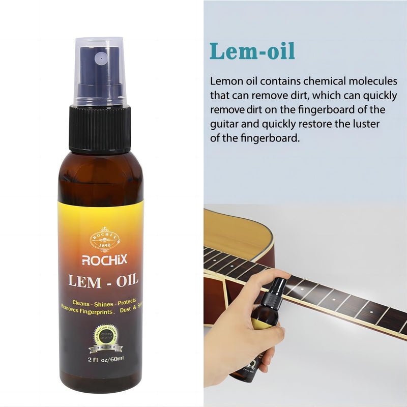 Rochix Premium Guitar Cleaning Care Kit 3-Piece Kit - Guitar Oil and Cleaner for Body and Fretboard Fingerboard - Cleans,Polishes and Protects