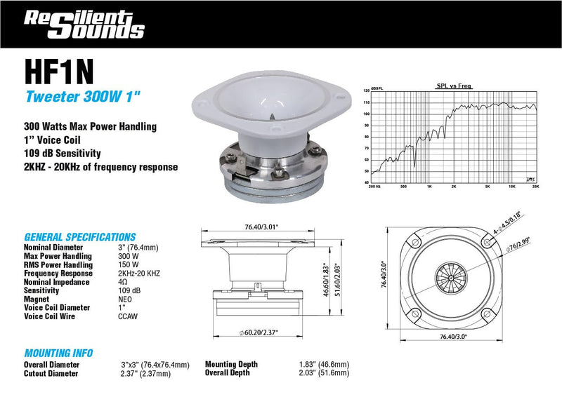 Resilient Sounds HF1N NEO Compression Driver 300W MAX / 150W RMS 4OHM