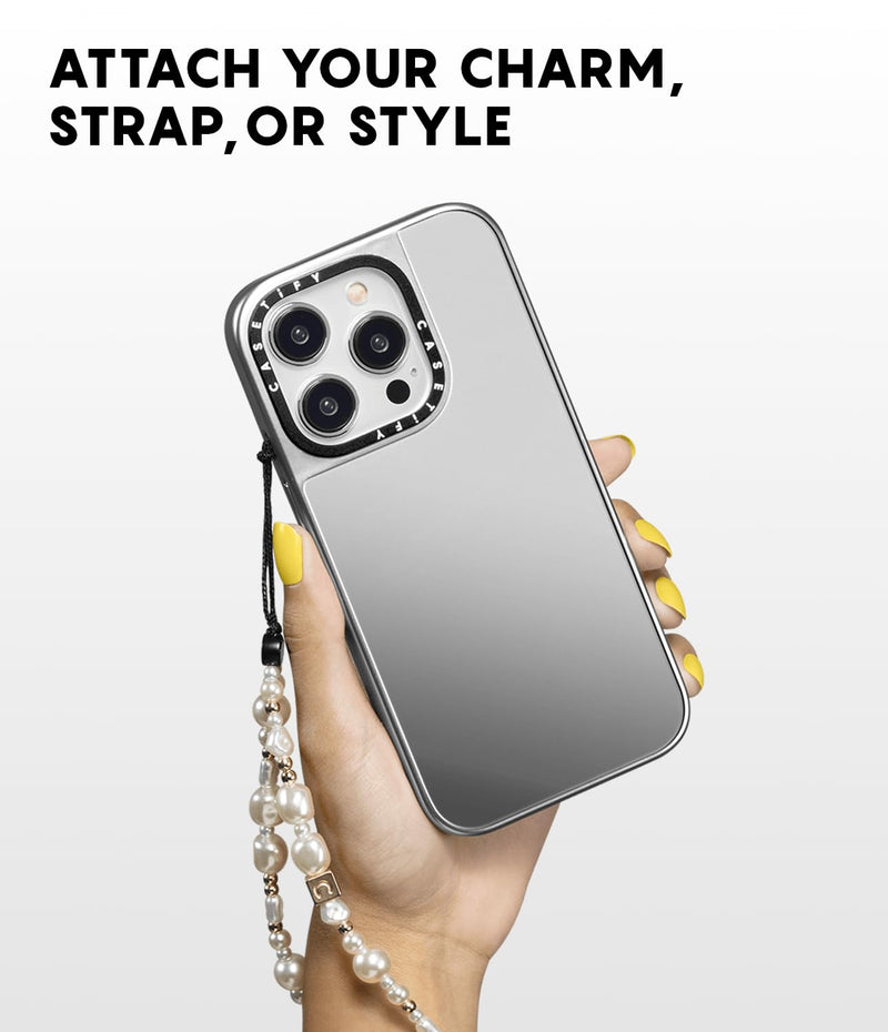 CASETiFY for iPhone 15 Plus Case - Mirror Compatible with MagSafe | Spider Man CoLab | Reflective | 4.9 ft. Drop Protection | Spider-Man Newspaper Sticker Case | Silver On Black 15 Plus Magsafe Mirror