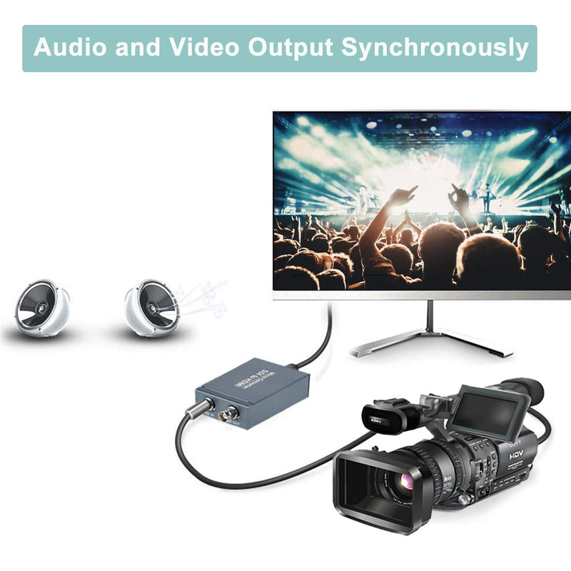 Anber-Tech SDI to HDMI Converter, SDI in HDMI Out with SDI Loopout, 1080P@60Hz Audio Embedder Support HDMI 1.3, 3G/HD-SDI Auto Format Detection Extender for Camera CCTV