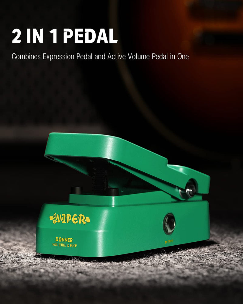 Donner Volume Pedal, Viper 2 in 1 Passive Volume Expression Pedal, Guitar Volume Pedal Pure Analog EXP Pedal Expression Volume