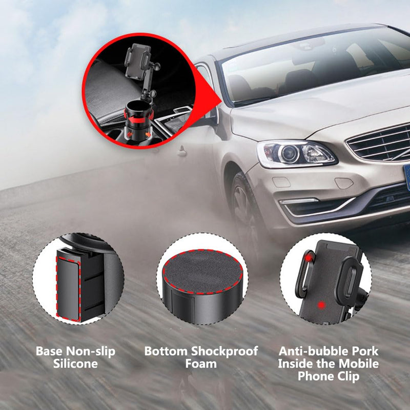 Center Console 2 in 1 Universal Cell Phone Holder Car Cupholder, Cup Holder Phone Mount for Car, Phone Mount for Car with 360° Rotation Fit for Most Cars