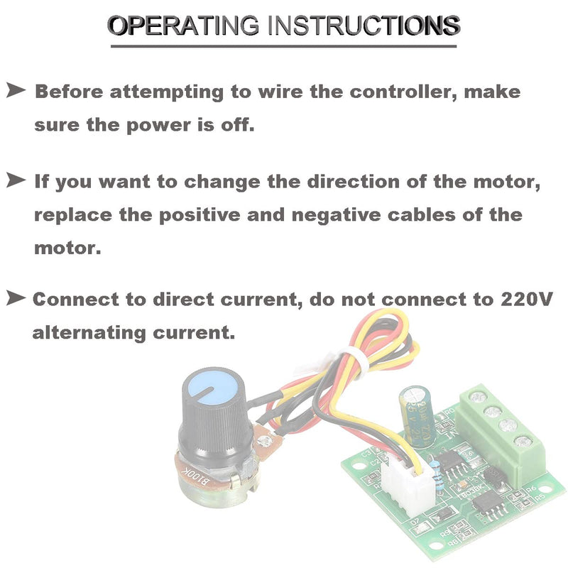 Youmile 4 pcs DC PWM Controller DC Motor Speed Controller module 1.8 V to 15 V 2A Rotary potentiometer Speed adjustment 1803BW B100K with screwdriver DC 1.8V~15V
