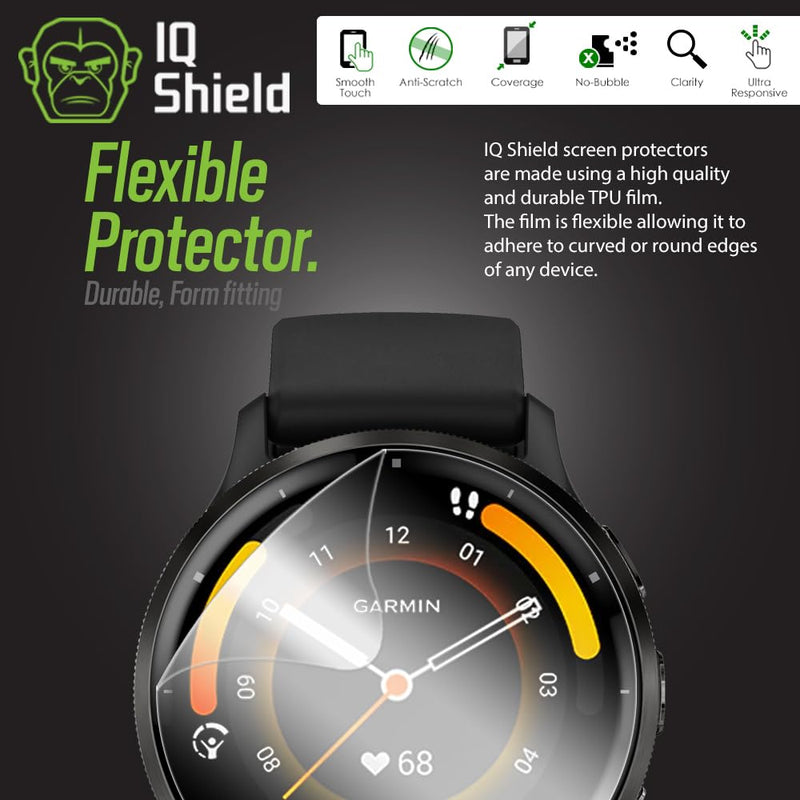 IQShield 6 Pack for Garmin Venu 3 Screen Protector: Clear TPU Film, Bubble-Free Installation, Full Coverage, Scratch-Resistant, Case Friendly, HD Clarity for Ultimate Protection