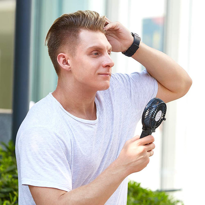 Mini Handheld Fan, EasyAcc USB Desk Fan Small Personal Portable Hand Fan Table Fan with Rechargeable Battery Operated Cooling Folding Electric Fan 3-10H Working Hours for Travel Office Outdoor- Black 3-10 Working Hours