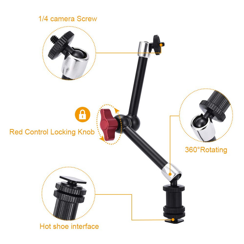 UTEBIT 11 inch Magic Arm, Camera Mount Articulating Friction Arms with Super Crab Clamp for DSLR Camera Rig, Flash Light, LED Lights, LCD Monitor 11 inch-Magic Arm+Super Clamp
