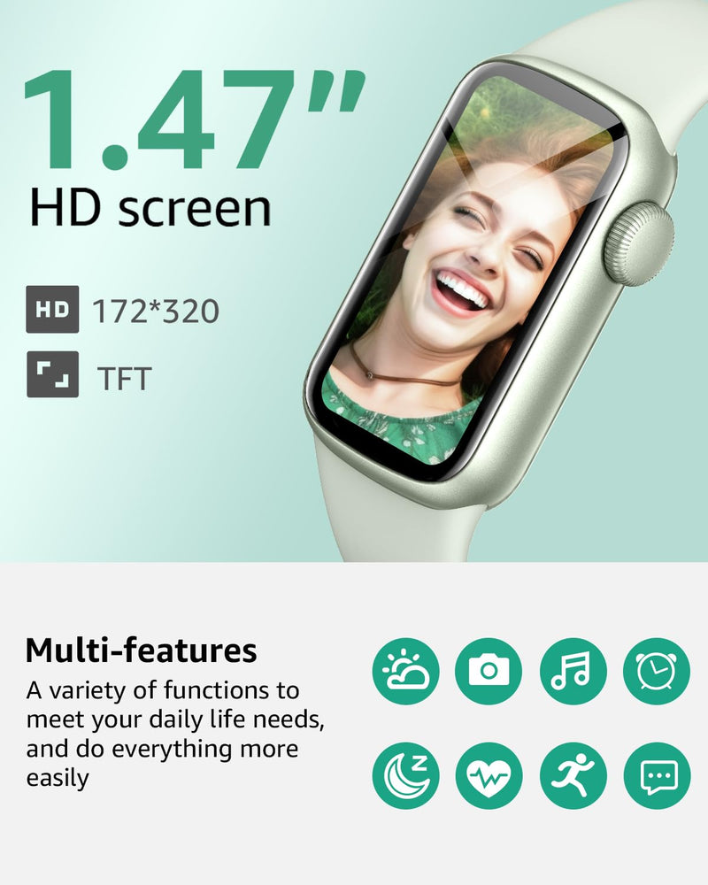 Fitness Tracker with Step Counter/Calories, Activity Health Tracker with Blood Pressure Heart Rate Monitor, Sleep Tracker, 137+ Sport Modes, Pedometer SmartWatch, Gift for Women Men Green