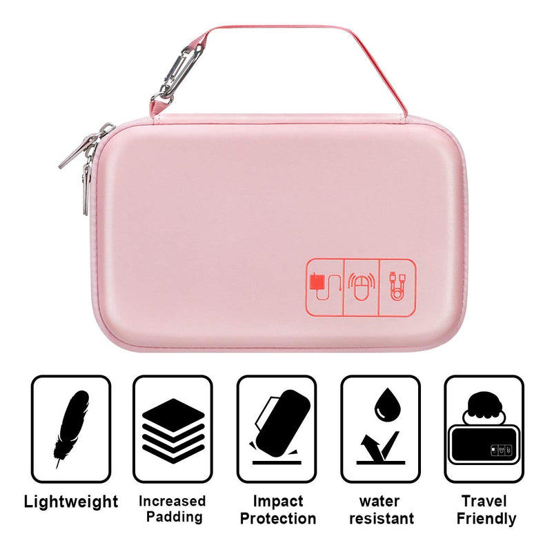 Canboc Portable Travel Case for MacBook Power Adapter, Apple Magic Mouse 2, Apple Pencil, USB Flash Disk, SD Card, iPhone ipad Charger, Small Electronics Accessories Cable Organizer Tech Bag,Rose Gold Rose Gold