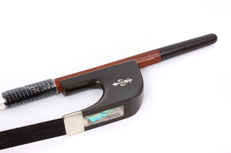 [AUSTRALIA] - Upright Double Bass German Bow 3/4 size Powerful Sound Black Natural Mongolia Horse Hair Brazilwood stick Well balance Ebony frog Nice shell inlay(black hair) black hair 