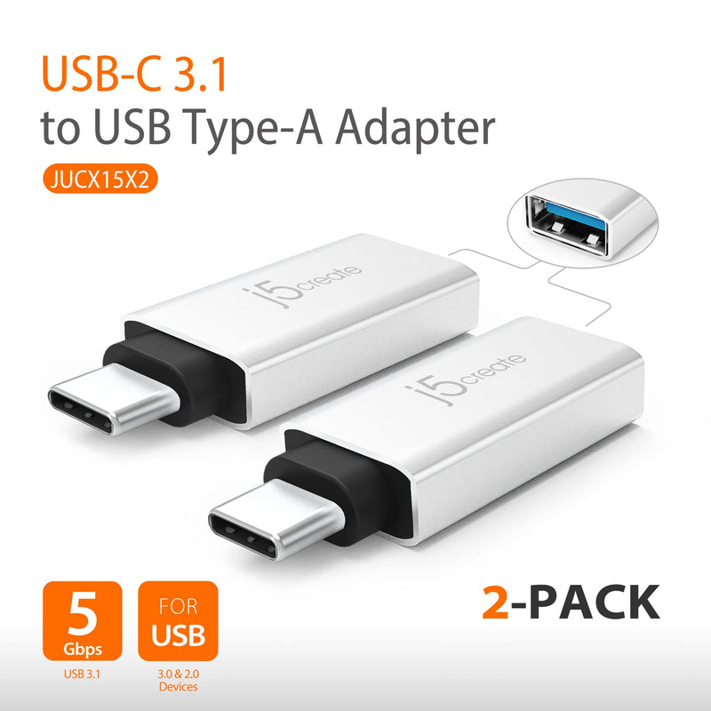 j5create USB Type A to HDMI Display Adapter + USB C to USB Type-A Adapter (JUA195 + JUCX15X2)