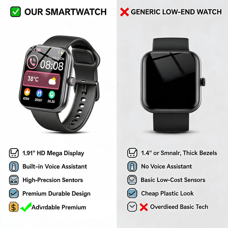 Smart Watch for Women Men, Alexa Built-in, Smartwatch for iPhone & Android Bluetooth Call, 1.91" HD Fitness Tracker with Heart Rate/SpO2/Sleep Monitor, IP68 Waterproof, Fitness Watch 100+ Sports Modes