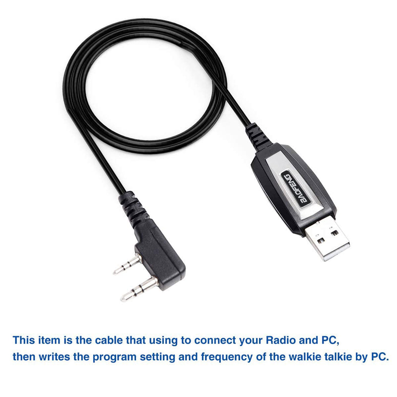 BAOFENG USB Programming Cable CH340 Chip for UV-5R BF-F8HP 5RM UV-21R GMRS UV-5G Plus GM-15PRO GM-5RH GM21 K5PLUS AR-152 UV-17R TIDRADIO TD-H3 8 Quansheng UV-K5 8 Ham Radio Black-CH340