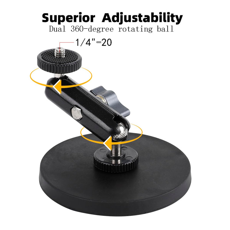 Magnetic Camera Mount with Magic Arm Compatible with DJI Osmo Pocket 3,Insta360 One X4 X3 X2 Go3, Heavy-Duty Magnet Base Stand with 1/4"-20 Thread for Gym, Car Mounting