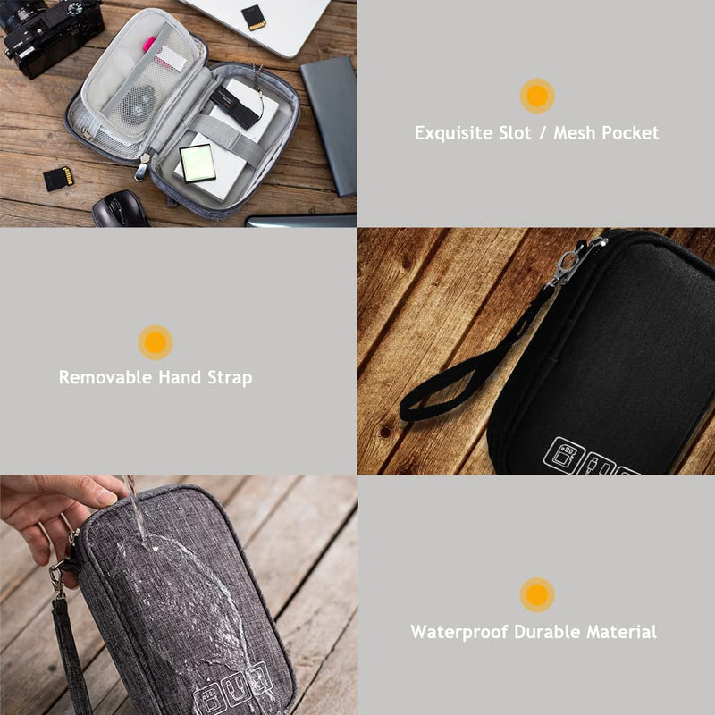 Electronic Organizer Bag Cable Organizer Travel Cord Organizer Case Pouch Portable Carrying Case for Charger Hard Drive Earphone USB SD Card (Black) Black