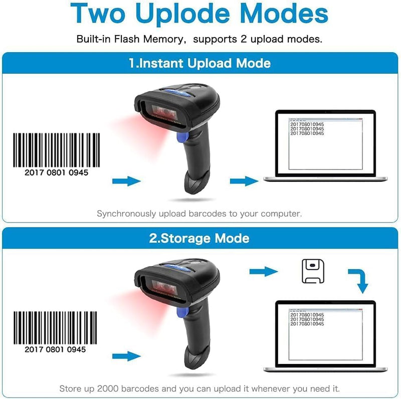 [AUSTRALIA] - NETUM Bluetooth Barcode Scanner, Compatible with 2.4G Wireless & Bluetooth Function & Wired Connection, Connect Smart Phone, Tablet, PC, CCD Bar Code Reader Work with Windows, Mac,Android (NT-1228BC) NT-1228BC 
