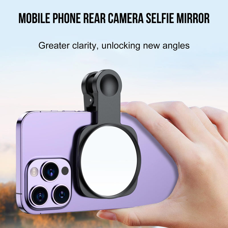 WOWNOVA Clip Selfie Mirror for Phone Back Camera Live Streaming, Vlogging and Selfies, 2.36" Selfie Mirror Compatible with iPhone Back Camera, HD Reflective Selfie Mirror Clip for Phone Rear Camera