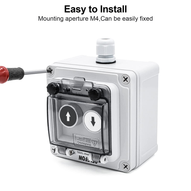 [AUSTRALIA] - IP67 Button Switch Outdoor Waterproof Box 2 Push Button White Up Black Down Button with Protective Cover Anti-misoperation Switch(AC/DC 6A-110V/3A-240V/2.5A-380V) 2 Buttons-White Up & Black Down Self-Resetting 