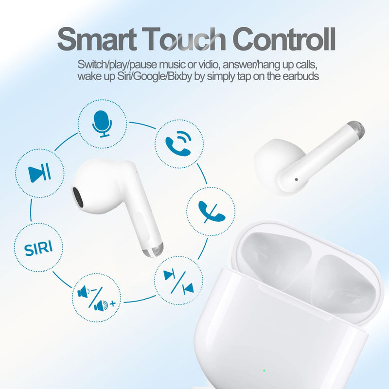 Wireless Ear Buds Airpods Pro, Bluetooth Headphones with Charging Case Included, Over 30 Hours of Battery Life, Effortless Setup for iOS/Android White