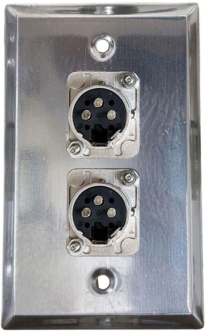 XLR Wall Plate - Dual 3-pin XLR Female, Stainless Steel (Dual Port) Dual Port XLR Female