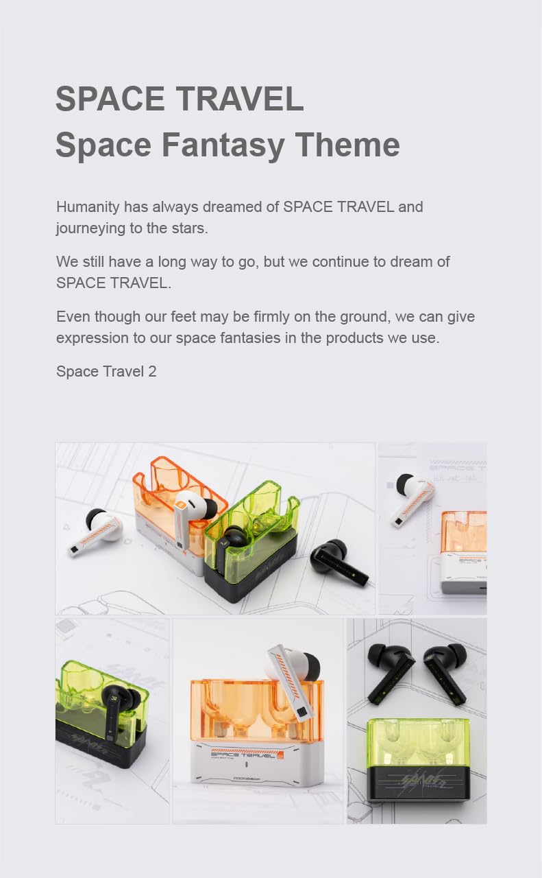 Moondrop Space Travel 2+Magnetic Protective case TWS wiress Earphone Bluetooth 6.0 ANC Low-Latency Game Mode SBC/AAC (White)