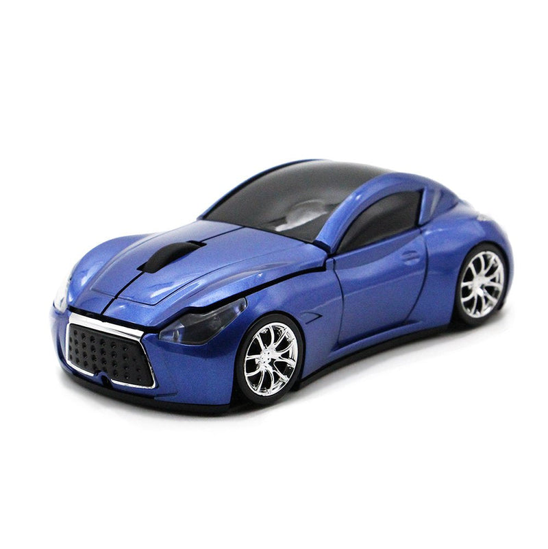 Ai5G Race Car Mouse Wireless Sports Car Shaped Mouse 2.4GHz LED Light Shining Surface Decoration Desktop Laptop Computer Mouse Optical Mice (Blue) Blue