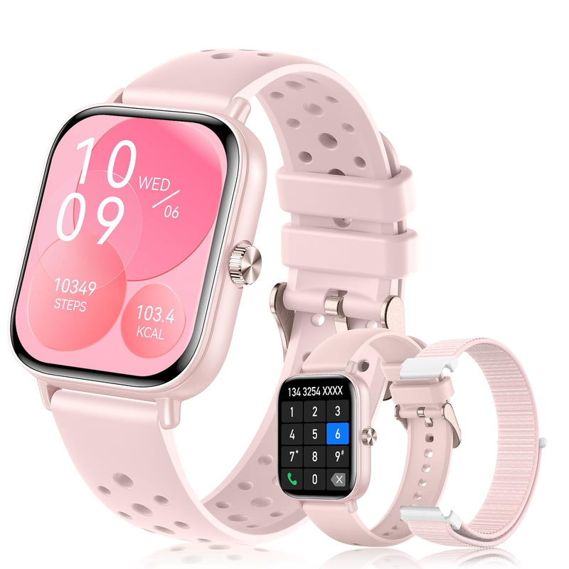 Smart Watches for Women,1.43" & 1.83" HD Watch with Calls and Messages/Heart Rate/Sleep/Female Cycle,Fitness Tracker Smartwatch for Android/iOS Compatible,Pink & Pink/3 Watch Straps