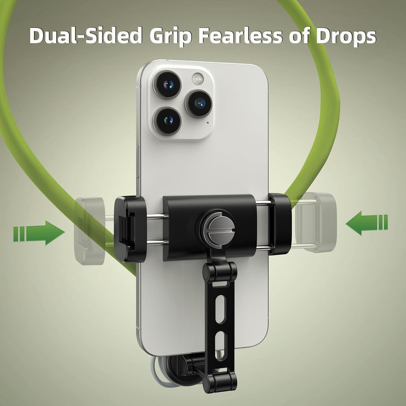 Neck Phone Holder POV/Vlog Neck Mount for Phones with Phone Clip, Hands Free Phone Neck Holder w Chest Strap Neck Selfie Mount Video Recording for iPhone Samsung Google Pixel (Green) Green