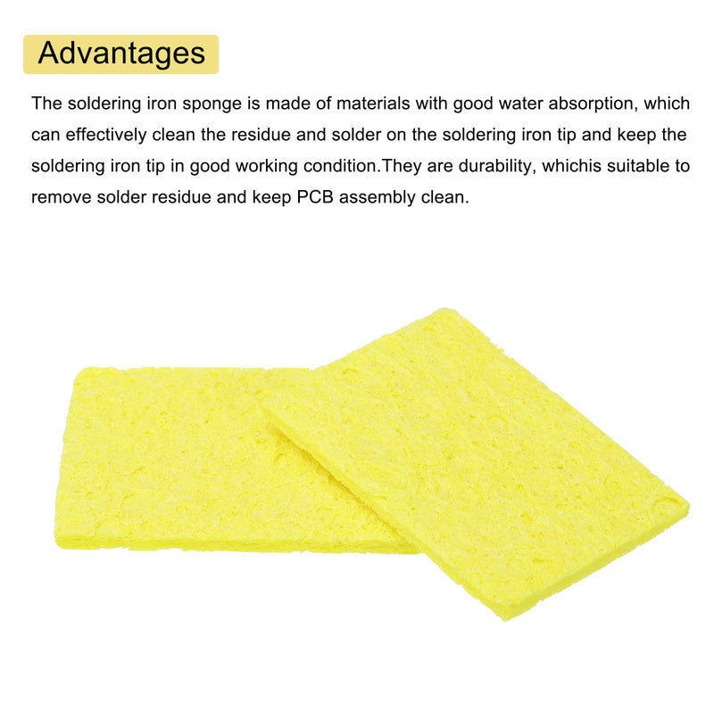 QUARKZMAN Pack of 15 Soldering Sponge 5 x 3.5 cm Rectangle Yellow Extra Thick Cleaning Pads Soldering Iron Replacement for Cleaning the Soldering Iron