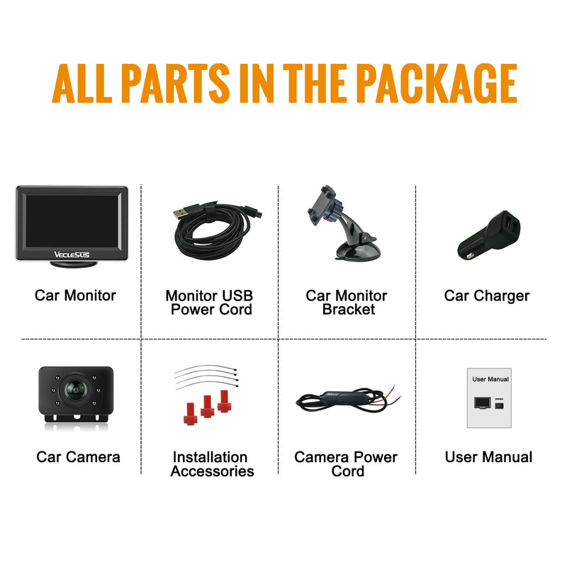 Wireless Backup Camera Systems WM1 high Definition 1080P Night Vision 4.3inches Monitor Wireless Rear View Camera for Cars sedans s-u-vs Pickups Vans