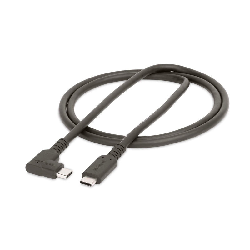 StarTech 3.3ft/1m Right-Angled USB-C Cable, USB 10Gbps, 100W PD, Black | USB-C to USB-C, 8K 60Hz/4K 144Hz, Thunderbolt Compatible, Aramid Fiber, E-Marker