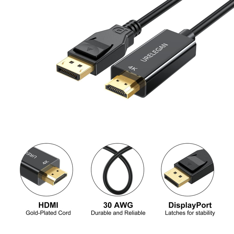 DisplayPort to HDMI Cable 3FT 4K 10-Pack Uni-Directional | 3 FT 4K DP to HDMI HDTV Cable,Display Port to HDMI Cord for TV, Dell, Monitor, Projector, Desktop, AMD, Lenovo, HP, ThinkPad Black