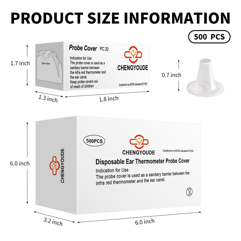 [AUSTRALIA] - 500 Counts Thermometer Ear Covers, Ear Thermometer Probe Covers, Lens Filters/Refill Caps for All Braun Ear Themometer Models, BPA Free Digital Disposable Ear Thermometer Covers 500 