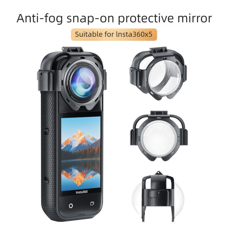 Insta 360 X5 Premium Glass Lens Guard Set for Insta360 X 5 X5 Protective Cover Case Cap Anti-fog Snap-on Protective Mirror
