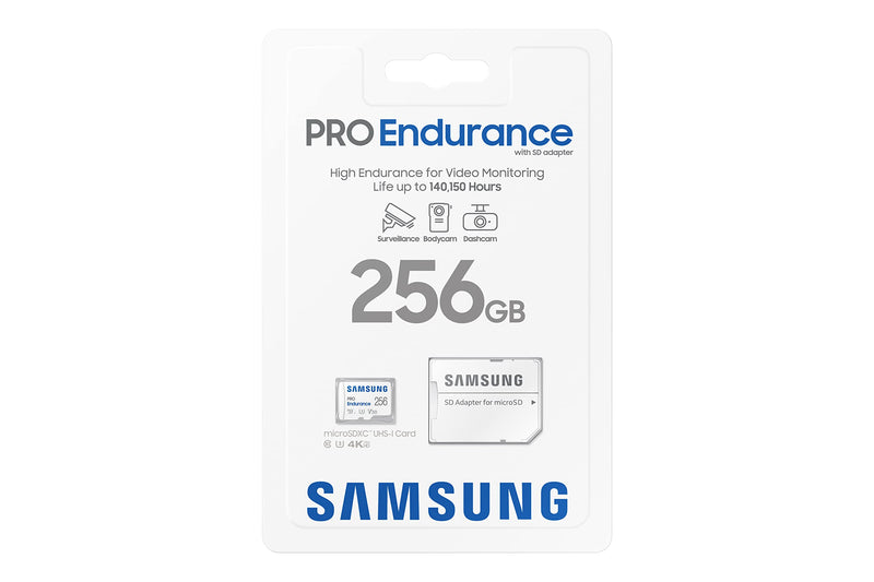 SAMSUNG PRO Endurance 256GB MicroSDXC Memory Card with Adapter for Dash Cam, Body Cam, and security camera – Class 10, U3, V30 (‎MB-MJ256KA/AM) New 256 GB