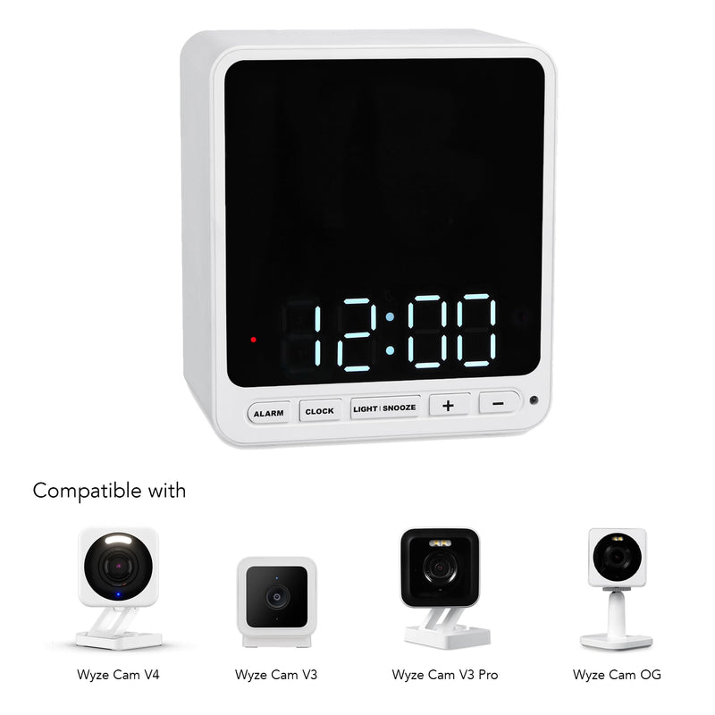 Wasserstein Alarm Clock Camera Case - Compatible with Wyze Cam V4/V3/V3 Pro/OG - Cover for Low-Key Camera Placement (White) (Camera NOT Included) for Wyze Cam