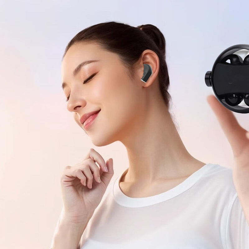 Tangxi 2-in-1 Clip on Open Ear Headphones Wireless Earbuds, Bluetooth 5.3 Couple Earbuds with Clear HiFi Sound, Noise Reduction, IPX5 Water Proof, 140H Playtime (Black) Black