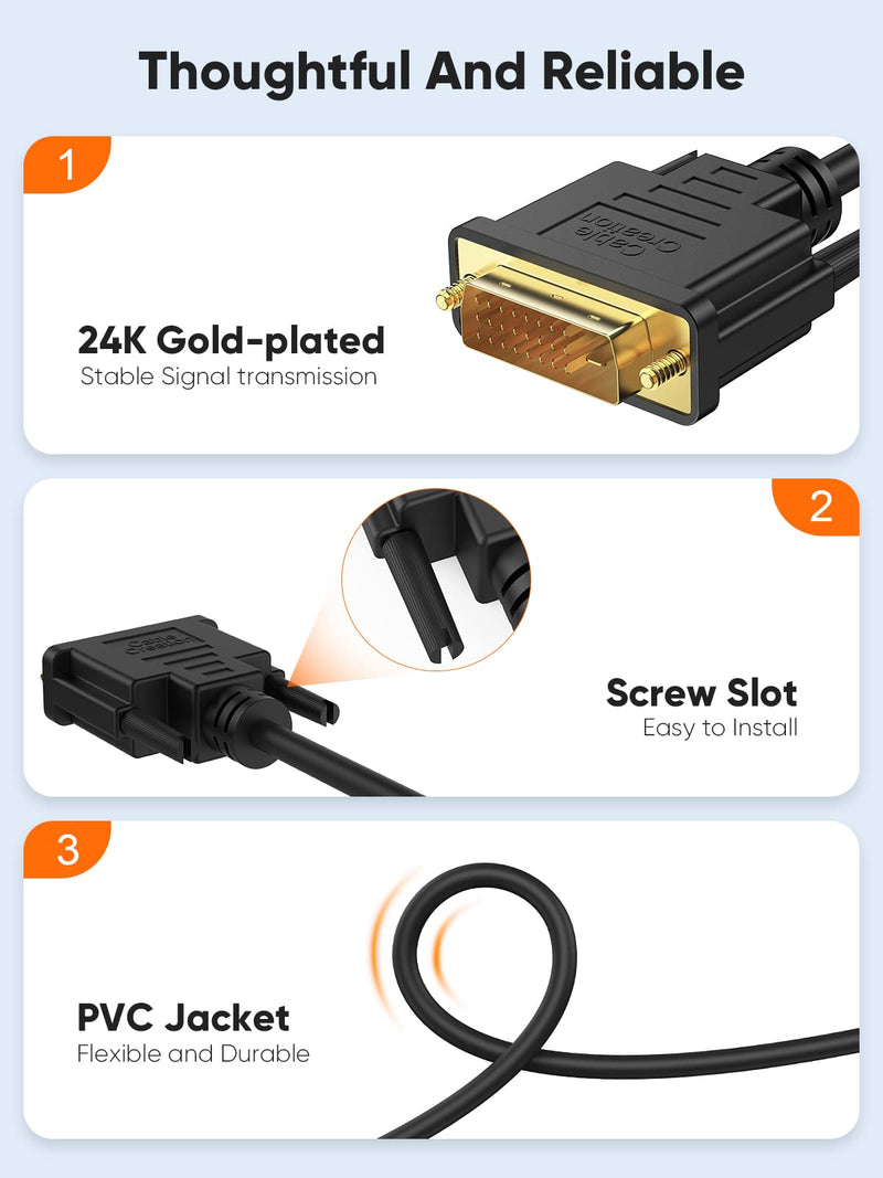 DVI to HDMI Cable, CableCreation 5ft HDMI Male to DVI-D Male Bi-Directional Adapter Cable, HDMI to DVI-D 24+1 High Speed Cable Support 1080P HD for Raspberry Pi, Roku, Xbox One, PS5, Blue-ray