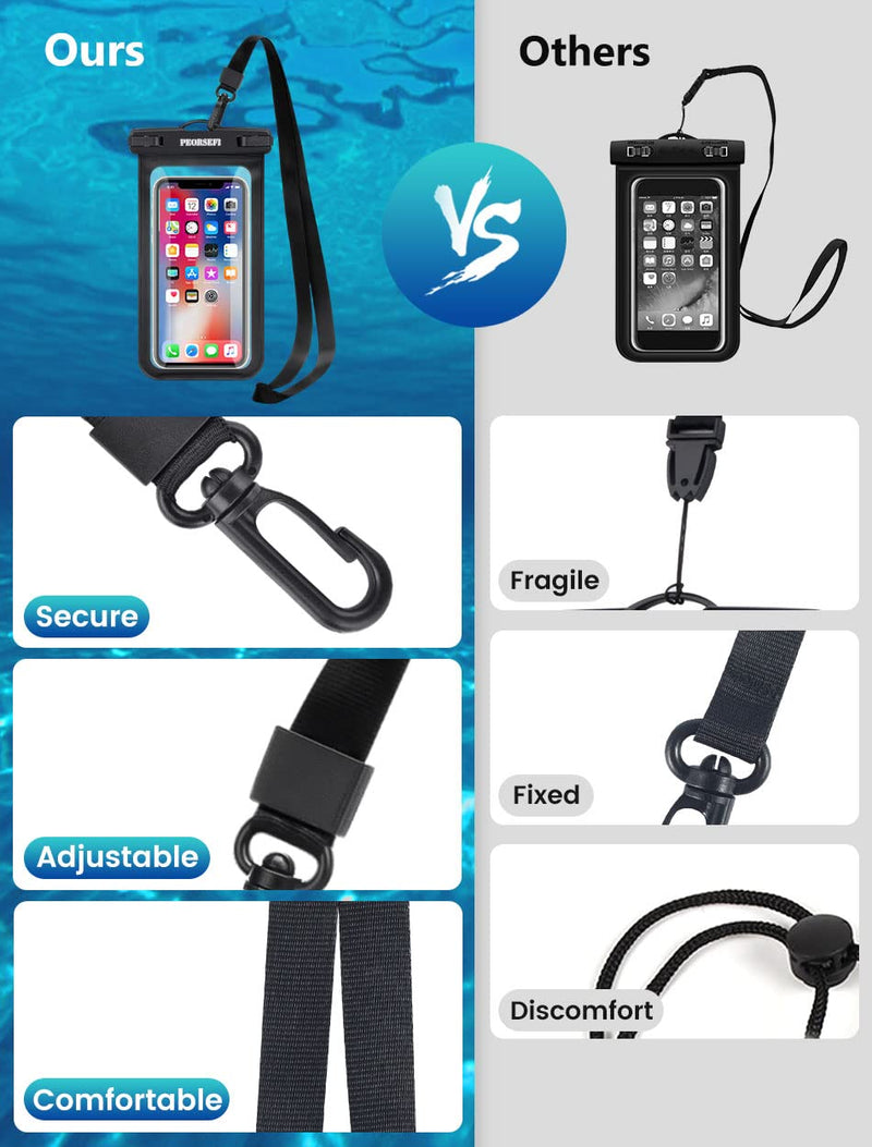 Universal Waterproof Phone Pouch - Waterproof Case for iPhone 14 13 12 11 Pro Max XS Plus Samsung Galaxy Cellphone Up to 7.0"， IPX8 Waterproof Cellphone Dry Bag Beach Vacation Essentials-2 Pack Black&Green
