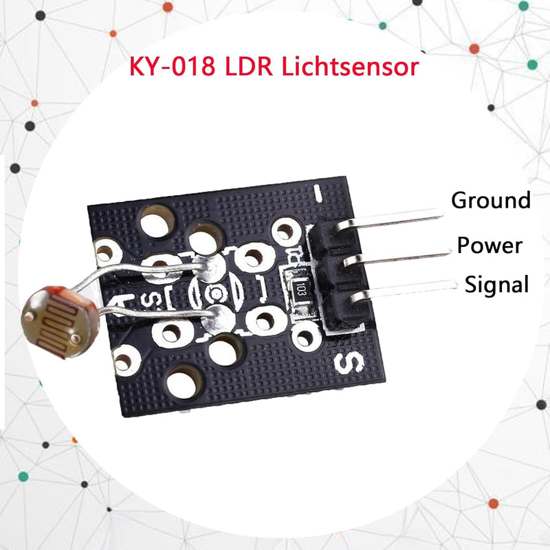 KY-018 LDR Light Sensor Module with Output with Photoresistor Brightness Sensor Photo Wall Level Module Brightness Sensor Pack of 10
