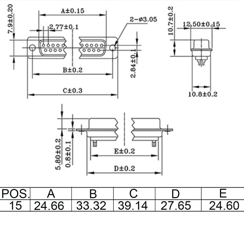 Jienk 10PCS DB15 RS232 Serial D-SUB Solder Cup Connectors, Gold Plated Joints RS232 Serial Port 15Pin D Sub Couplers(Male x 5, Female x 5)