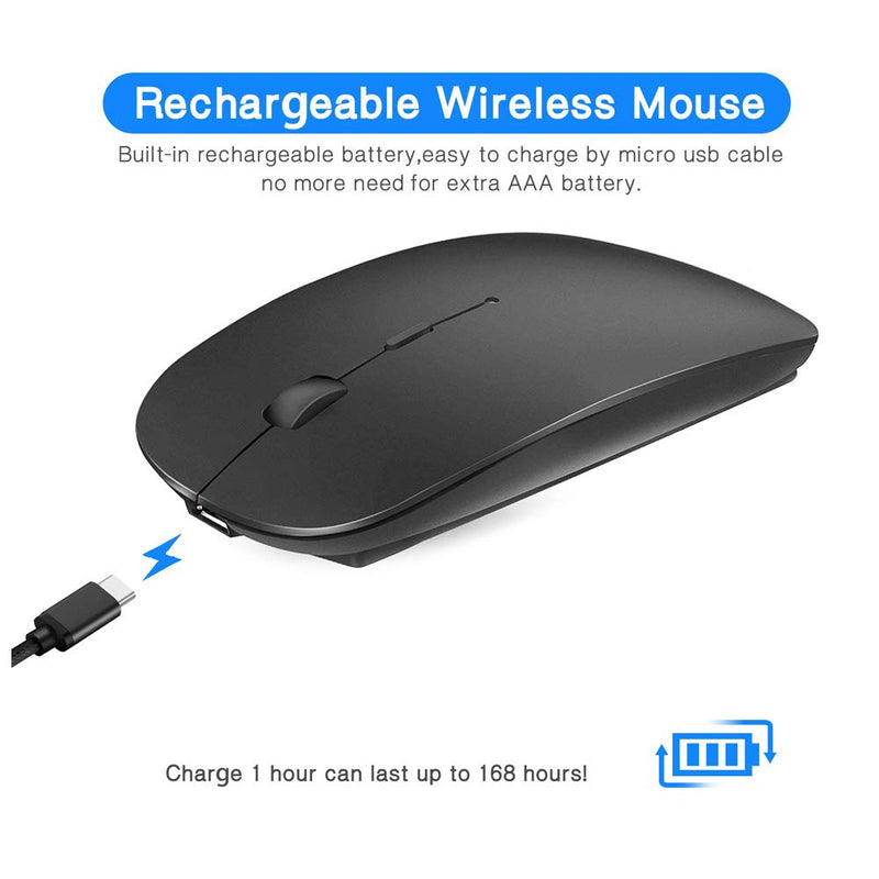 Rechargeable Bluetooth Mouse for MacBook pro/MacBook air/Laptop/iPad/iMac/pc, Wireless Mouse for MacBook pro MacBook Air/iMac/Laptop/Notebook/pc(Bluetooth Mouse/Black) Bluetooth Mouse/Black