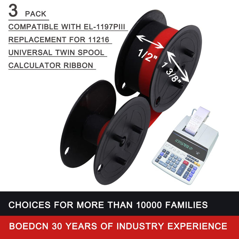 3 Pack Replacement for Porelon 11216 Universal Twin Spool Calculator Ribbon Universal GR24br Compatible with Sharp el-1197piii Nukote BR80c Casio fr-2650tm Adding Machine Ribbons Universal (Black/Red) 3-Pack