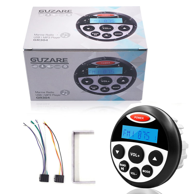 Boat Marine Stereo Receiver Bluetooth - 45 x 4 Watts Audio AM FM Gauge Waterproof Radio Tuner Streaming for Boats Golf Cart ATV UTV and Spa Hot Tubs GR304