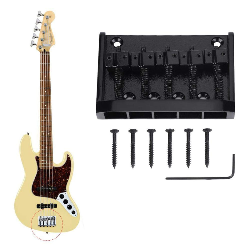 [AUSTRALIA] - Metal 5 String Guitar Saddle Bridge Plate Electric Bass Bridge Tailpiece Replacement Accessory(Black) 